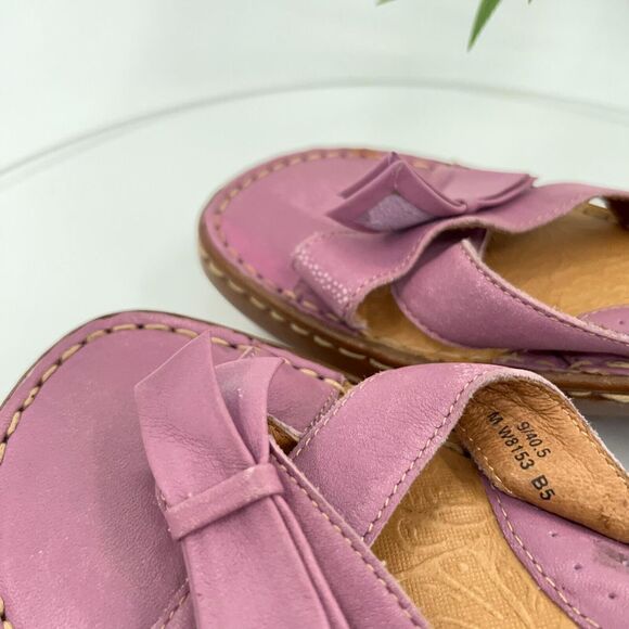 Born Women's Slide Sandal Size 9 Lavender Purple Strappy  Bow Casual Comfy Flat - Picture 11 of 15